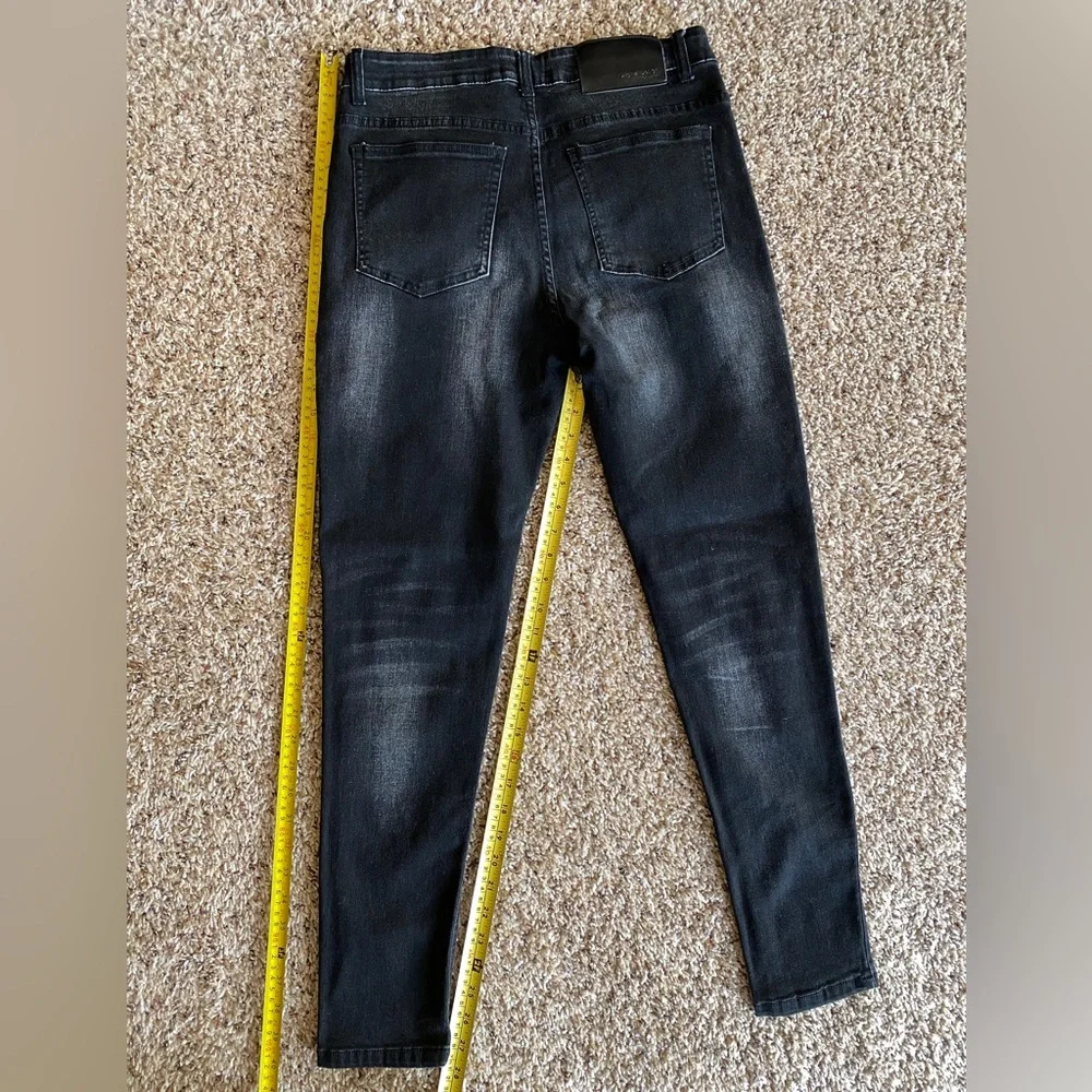 Original Design Skinny black distressed Jeans stone washed Stretchy men's W32